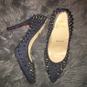Authentic Christian Louboutin Spike Denim Pumps